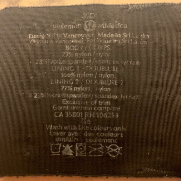 LULULEMON Ta Ta Tamer bra black 32D - Picture 4 of 4